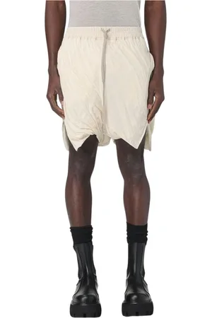 Rick Owens Shorts, Herr, M, Bomull, Vita Dragsko Shorts Avslappnad Passform