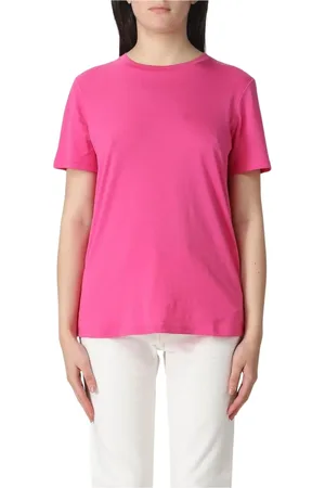 THEORY Topp, Dam, S, Bomull, Fuchsia Crew Neck Tee