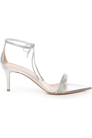 Gianvito Rossi Skor, Dam, 38 1/2 EU, Mocka, Kristallprydda silversandaler