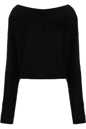 Balmain Stickade tröjor & koftor, Dam, M, Kashmir, Off Shoulder Borstad Tröja