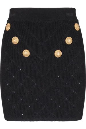 Balmain Kjol, Dam, XS, Polyester, 6-knapps stickad kjol