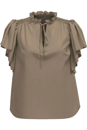 Co`Couture Blusar & Skjortor , Dam, M, Feminin Volangtopp i valnöt