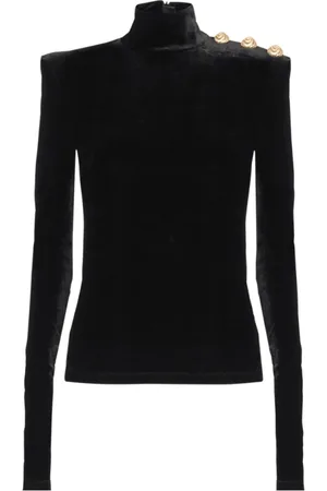 Balmain Topp, Dam, L, Svart Turtleneck-tröja i Sammet