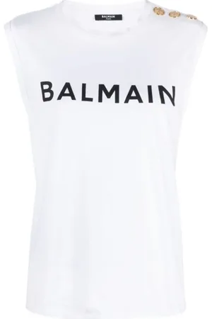 Balmain Topp, Dam, M, Logotyp Tanktop i Vit/Svart
