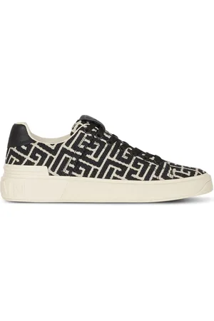 Balmain Skor, Dam, 37 EU, Bomull, B-Court tränare med jacquard monogram