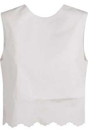 Patou Topp, Dam, S, Broderad Kort Topp i Vit