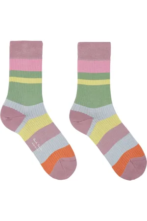 Paul Smith Underkläder, Dam, ONE Size, Bomull, Randig Bomullsräfflade Strumpor