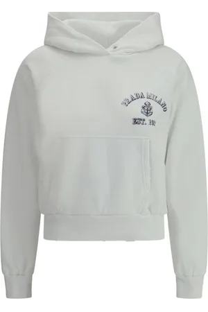 Prada Sweatshirts & Hoodies, Dam, M, Bomull, Bomullshoodie med broderat monogram