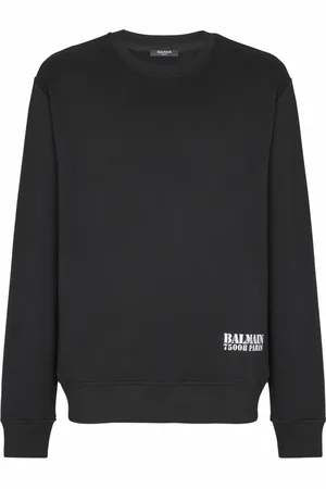 Balmain Sweatshirts & Hoodies, Herr, XS, Bomull, Liten stämpeltryckt tröja