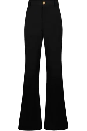 Balmain Byxor, Dam, S, Svarta Crepe Bootcut Byxor