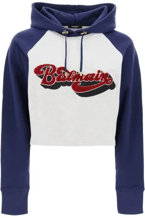 Balmain Sweatshirts & Hoodies, Dam, XS, Bomull, Retro 70-tals Färgblock Hoodie
