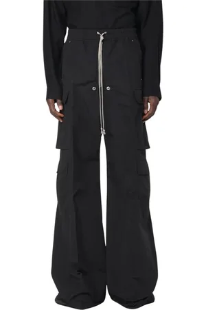Rick Owens Byxor, Herr, L, Bomull, Svarta Cargo Byxor med Dragsko