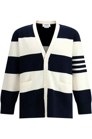 Thom Browne Stickade tröjor & koftor, Herr, M, Bomull, Randig Milano Cardigan