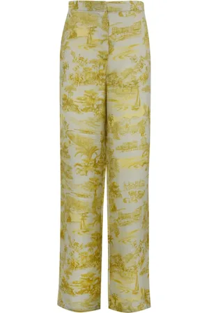 Max Mara Byxor, Dam, XS, Silkes Palazzo Byxor med All-Over Print