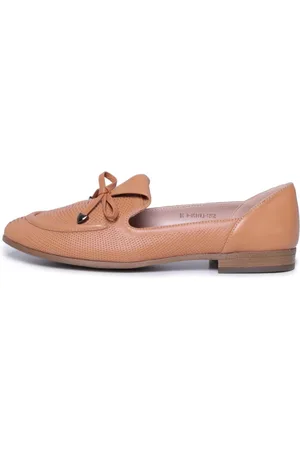 CESARE GASPARI Skor, Dam, 36 EU, Läder, Perforerade fluga loafers - Persika