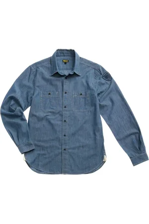 Blauer Skjorta, Herr, L, Denim, Militärstil Denim Skjorta