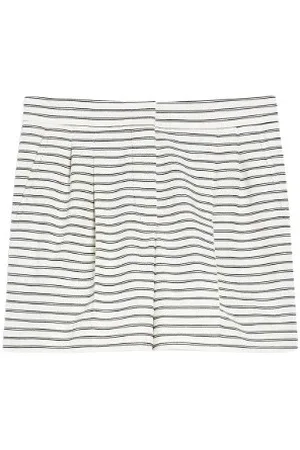 Max Mara Shorts, Dam, S, Bomull, Randig bomull Bermuda byxor