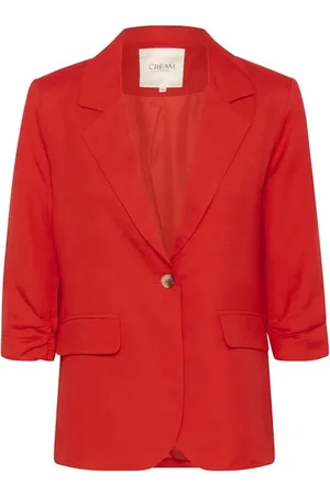 Cream Jacka, Dam, XL, Linne, Röd Linne Blazer Jacka Dam