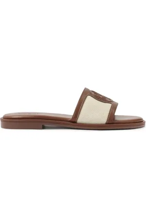 Kazar Skor, Dam, 41 EU, Läder, Platta flip-flops i läder och tyg