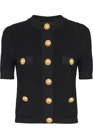 Balmain Stickade tröjor & koftor, Dam, XS, Stickad kofta med 4 fickor