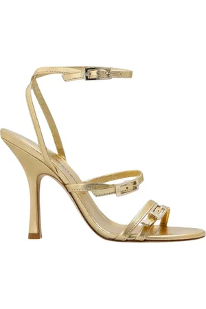 Stuart Weitzman Skor, Dam, 40 EU, Guld Strappy Klack Sandaler