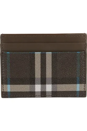 Burberry Accessoarer, Dam, ONE Size, Khaki Rutigt Kortfack Plånbok