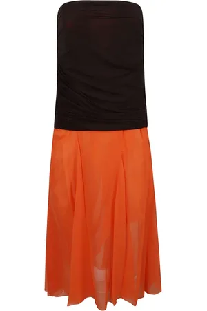 Tory Burch Klänning, Dam, XS, Chiffong, Midiklänning med kjol i jerseychiffong