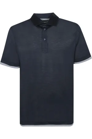 Brunello Cucinelli Topp, Herr, S, Blått Polo Elegant Stil