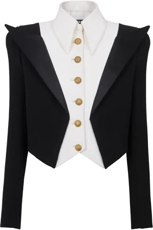 Balmain Jacka, Dam, S, Cropped kavaj i crêpe med 6 knappar