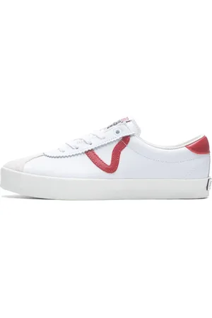 Vans Skor, Herr, 41 EU, Läder, Låg 73 Vit Röd Sneakers