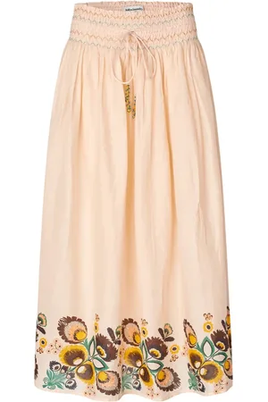 Lollys Laundry Kjol, Dam, XL, Mocka, Romantisk Maxi Kjol med Blommigt Tryck