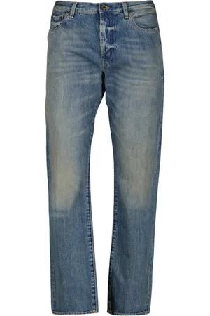 Saint Laurent Jeans, Herr, W31, Denim, Blå Tvättad Denim Rak Skurna Jeans