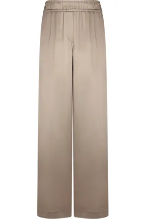 Brunello Cucinelli Byxor, Dam, XS, Grön Silke Bred Ben Byxor