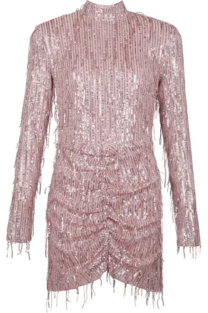 ROTATE Klänning, Dam, L, Polyester, Paljettklänning med fransar