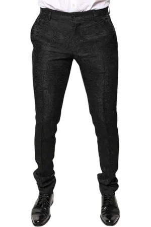 Dolce & Gabbana Byxor, Herr, S, Polyester, Svart Blommig Jacquard Byxor