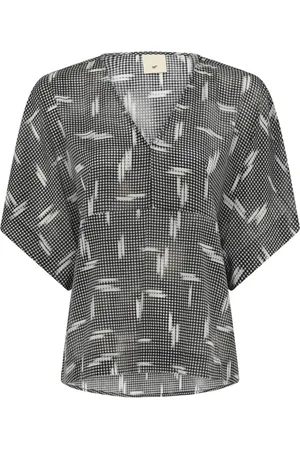 Heartmade Blusar & Skjortor , Dam, S, Spandex, Elegant Topp med V-Ringning och Tryck