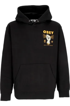 Obey Sweatshirts & Hoodies, Herr, XS, Bomull, Lätt Huva Ny Clear Power Hoodie Fleece Svart