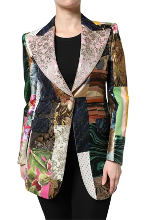 Dolce & Gabbana Jacka, Dam, M, Blommig Patchwork Jacquard Blazer
