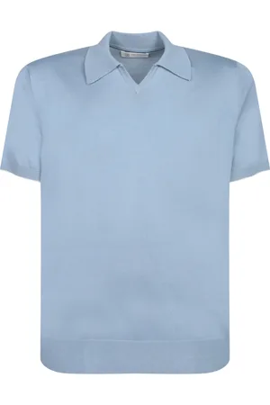 Brunello Cucinelli Topp, Herr, M, Bomull, Blå Polo Elegant Klassisk Stil