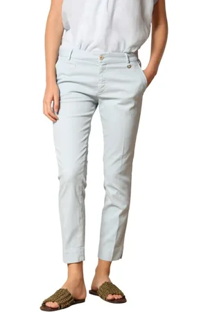 Masons Byxor, Dam, L, Bomull, Slim Fit Chino Byxor med Blommig Midja