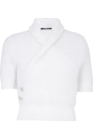 Balmain Stickade tröjor & koftor, Dam, 2Xs, Wrap mohair tröja