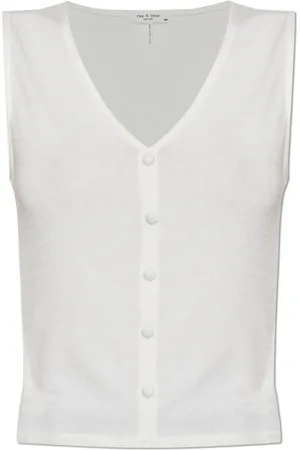 RAG&BONE Topp, Dam, L, Polyester, Topp med dekorativa knappar