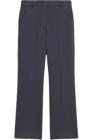 Max Mara Byxor, Dam, XS, Bomull, Blå Bomull Piquet Flare Byxor