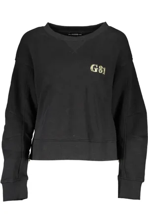 Guess Sweatshirts & Hoodies, Dam, M, Bomull, Svart Bomull Damtröja med Sidofickor