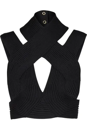 Balmain Topp, Dam, M, Geometrisk Halterneck Stickad Topp