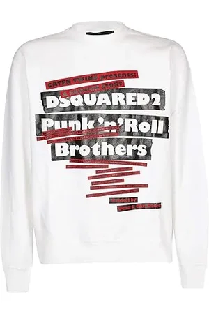 Dsquared2 Sweatshirts & Hoodies, Herr, XL, Bomull, Grafiskt Tryck Urban Sweatshirt i Vit