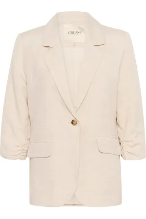 Cream Jacka, Dam, 2Xl, Linne, Klassisk Blazer Jacka Natur