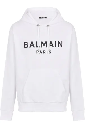 Balmain Sweatshirts & Hoodies, Herr, M, Bomull, Tryckt Paris huvtröja