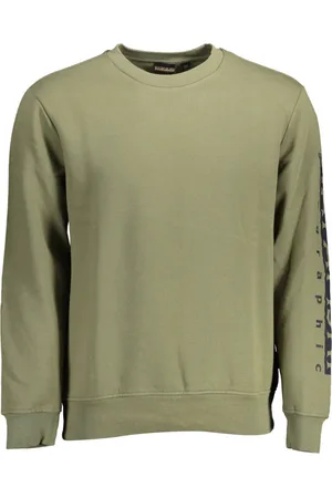 Napapijri Sweatshirts & Hoodies, Herr, 2Xl, Grön Långärmad Sweatshirt med Tryckt Logotyp