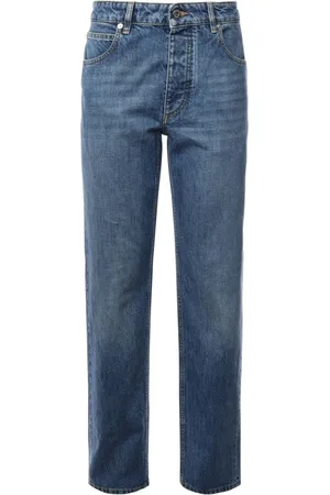 Bottega Veneta Jeans, Dam, S, Bomull, Mid Jeans med Suede Patch